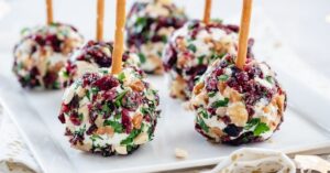 Appetizing Cheese Balls with Cranberry, Pecans and Herbs