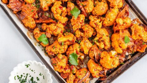 Barbecue Cauliflower Wings in a Pan Sheet