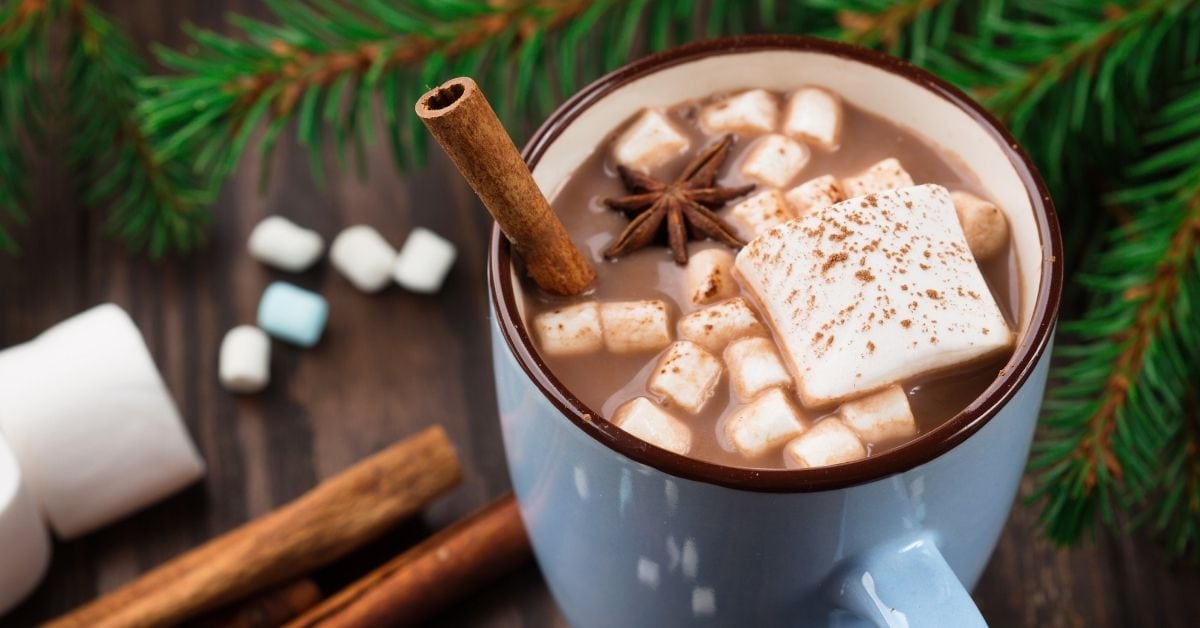 Boozy Hot Chocolate with Cinnamon and Marshmallows