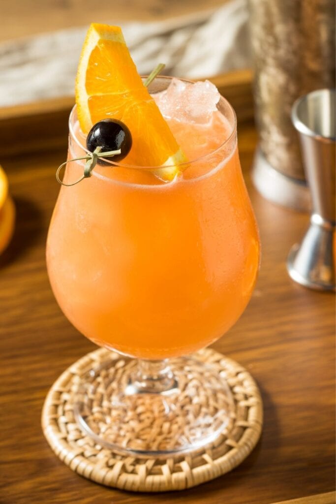 Boozy Hurricane Cocktail with Fresh Orange