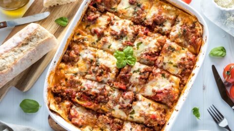 Cheesy Ragu Lasagna with Bread