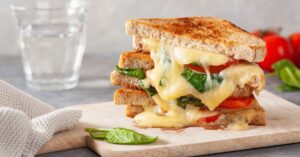Grilled Cheese Sandwich with Tomatoes and Spinach