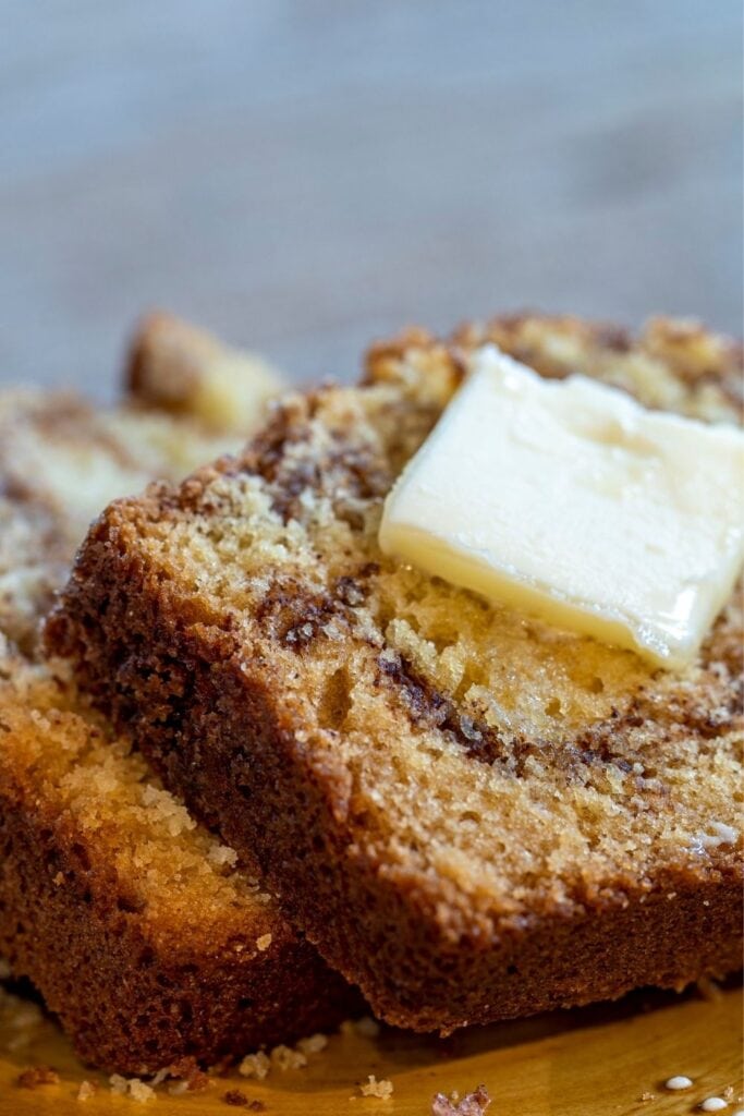 Homemade Amish Cinnamon Bread with Butter