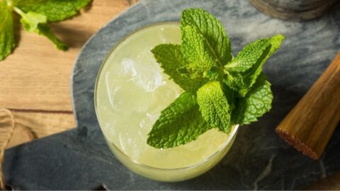 Homemade Chartreuse Smash Cocktail with Mint