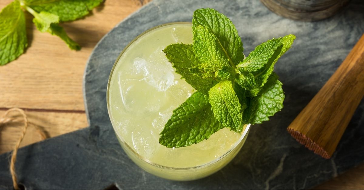 Homemade Chartreuse Smash Cocktail with Mint