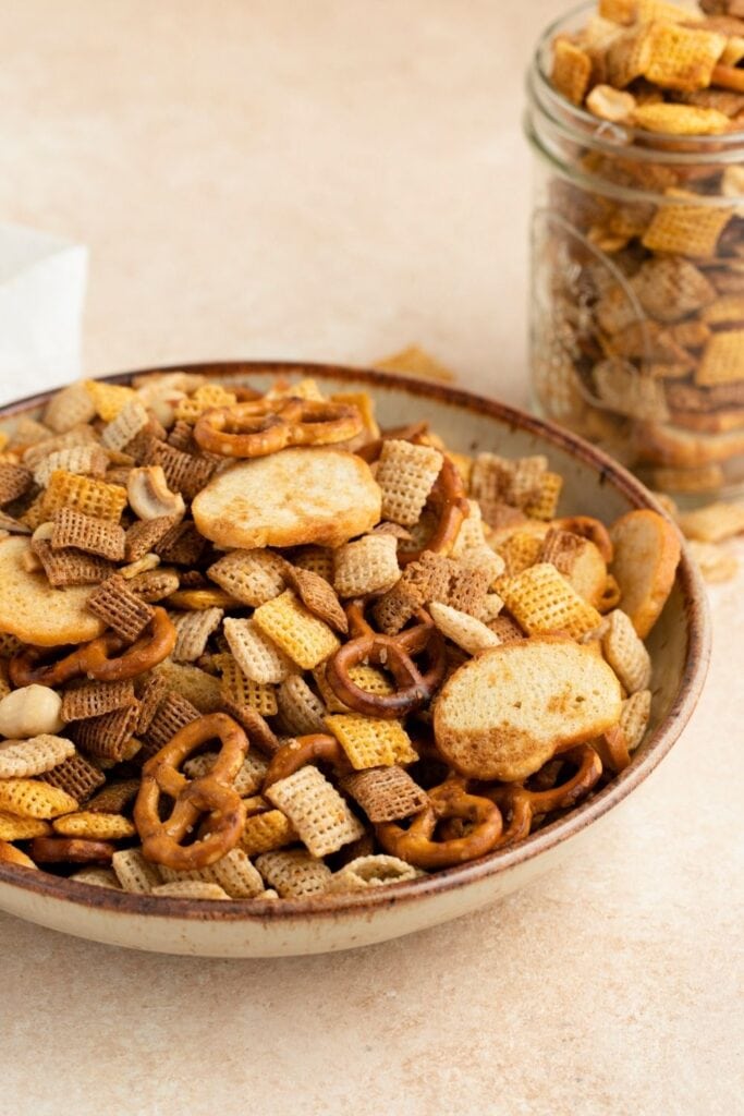 Homemade Chex Mix with Cereals, Nuts and Pretzels