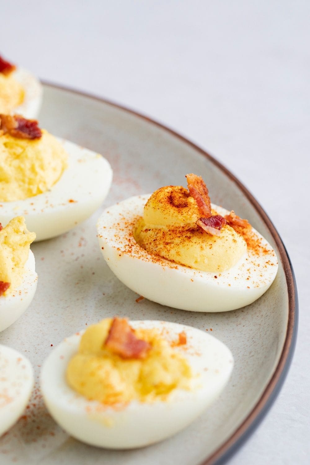 Homemade Deviled Eggs with Paprika and Bacon Crumbles