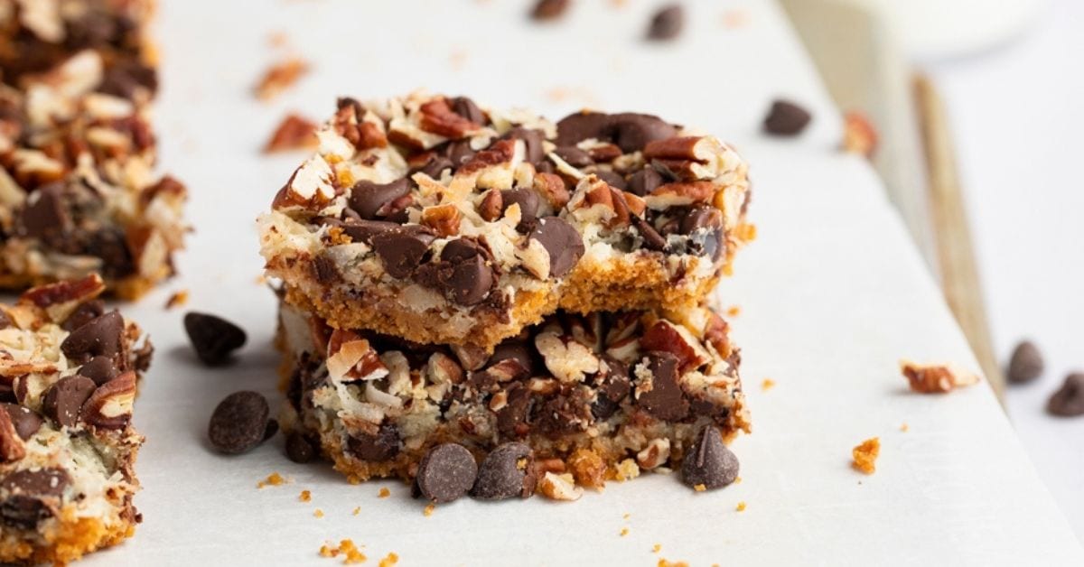 Homemade Eagle Brand Magic Bars with Chocolate Chips, Nuts and Shredded Coconut