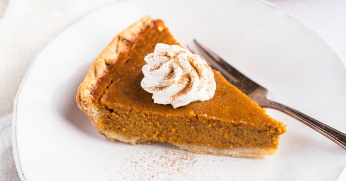 Homemade Libby's Pumpkin Pie with Cinnamon and Whipped Cream