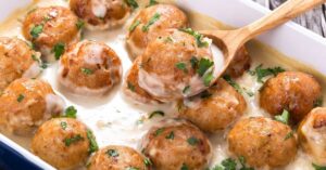 Homemade Meatballs Smothered In Creamy Gravy