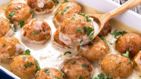 Homemade Meatballs Smothered In Creamy Gravy