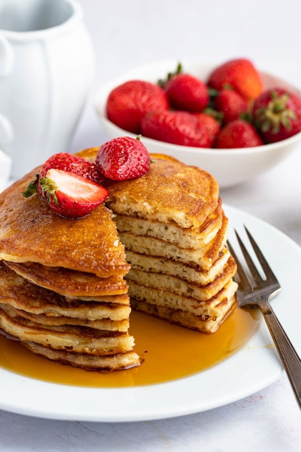 Homemade Pancakes with Fresh Strawberries