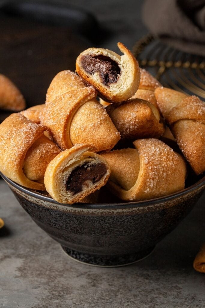Homemade Rugelach Cookies with Chocolate Filling