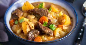 Homemade Stewed Beef with Carrots, Potatoes and Spices