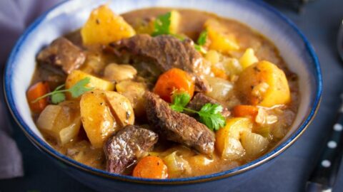 Homemade Stewed Beef with Carrots, Potatoes and Spices