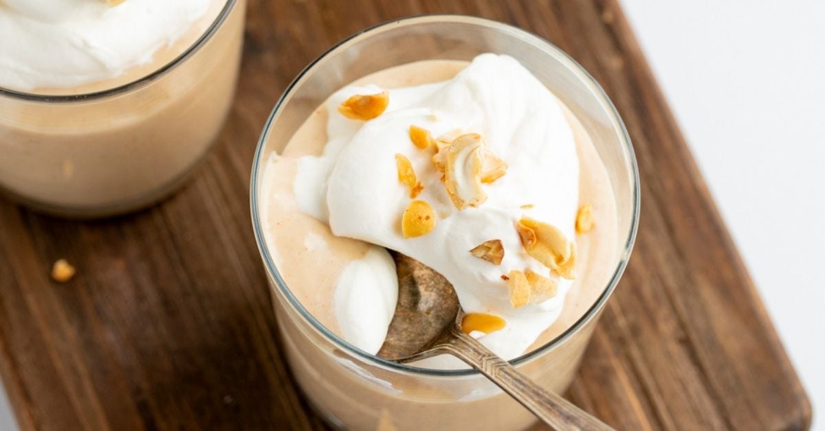 Homemade Sweet and Creamy Peanut Butter Pudding with Whipped Cream