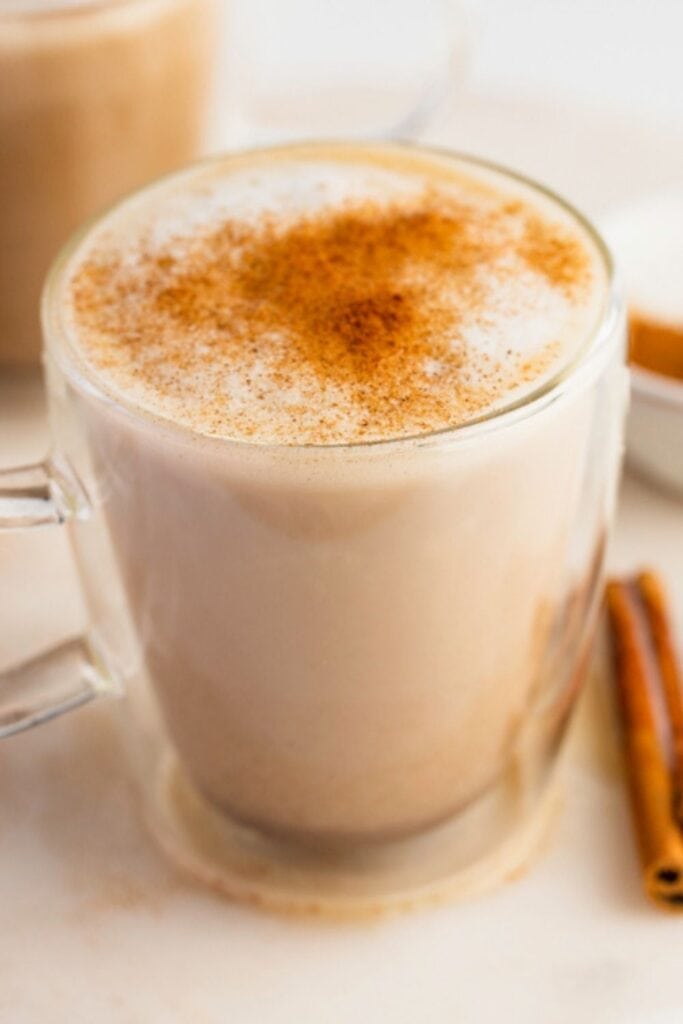 Homemade Sweet and Spicy Chai Tea Latte with Cinnamon