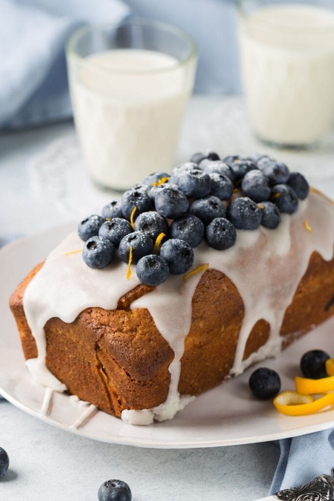 Loaf Bread with Blueberries and Icing