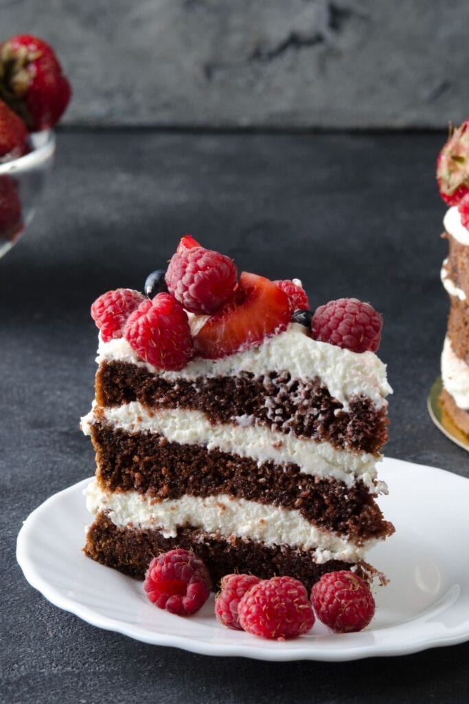 Slice of Chocolate Cake with Berries