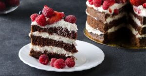 Slice of Homemade Chocolate Cake with Berries