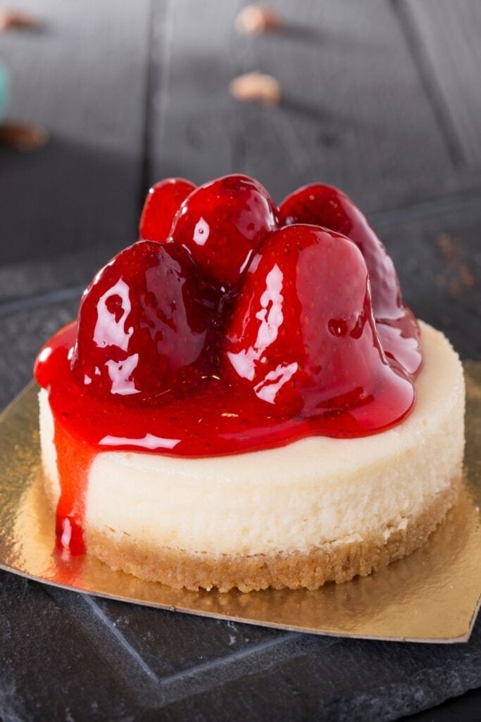 Sweet Homemade Cheesecake with Strawberry Pie Filling