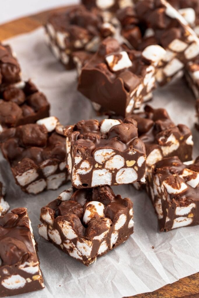 Sweet and Salty Rocky Road Fudge with Marshmallows