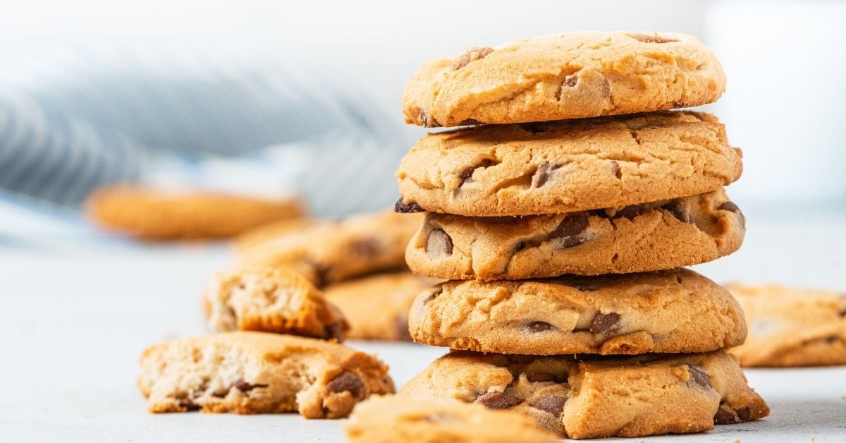 A Stack of Homemade Chewy and Crispy Chocolate Chip Cookies