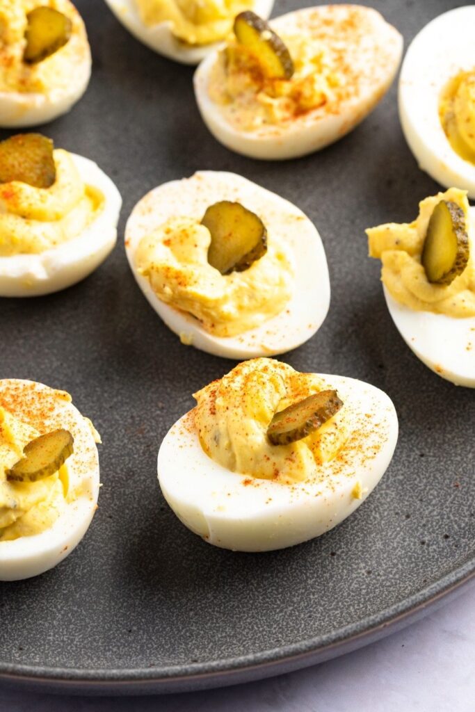 Appetizing Deviled Eggs with Pickles and Paprika
