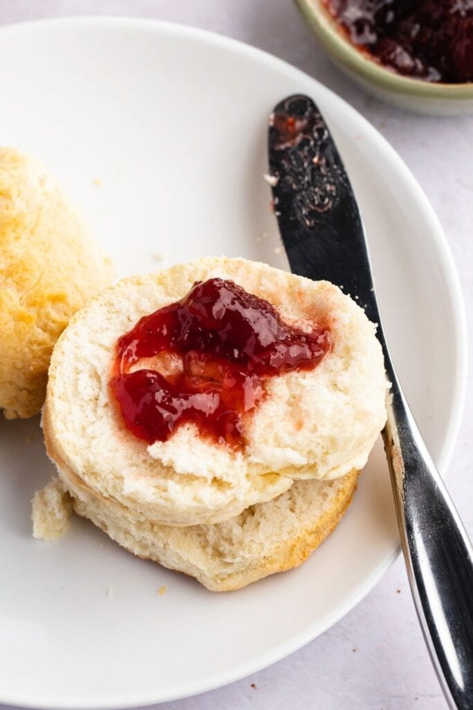 Buttermilk Biscuits with Jam in a Plate