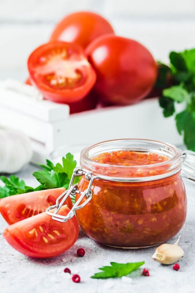 Canned Tomato Sauce in a Glass Jar