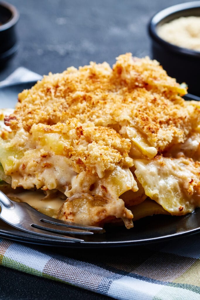 Cheesy Potato with Panko Crumbs and Green Beans