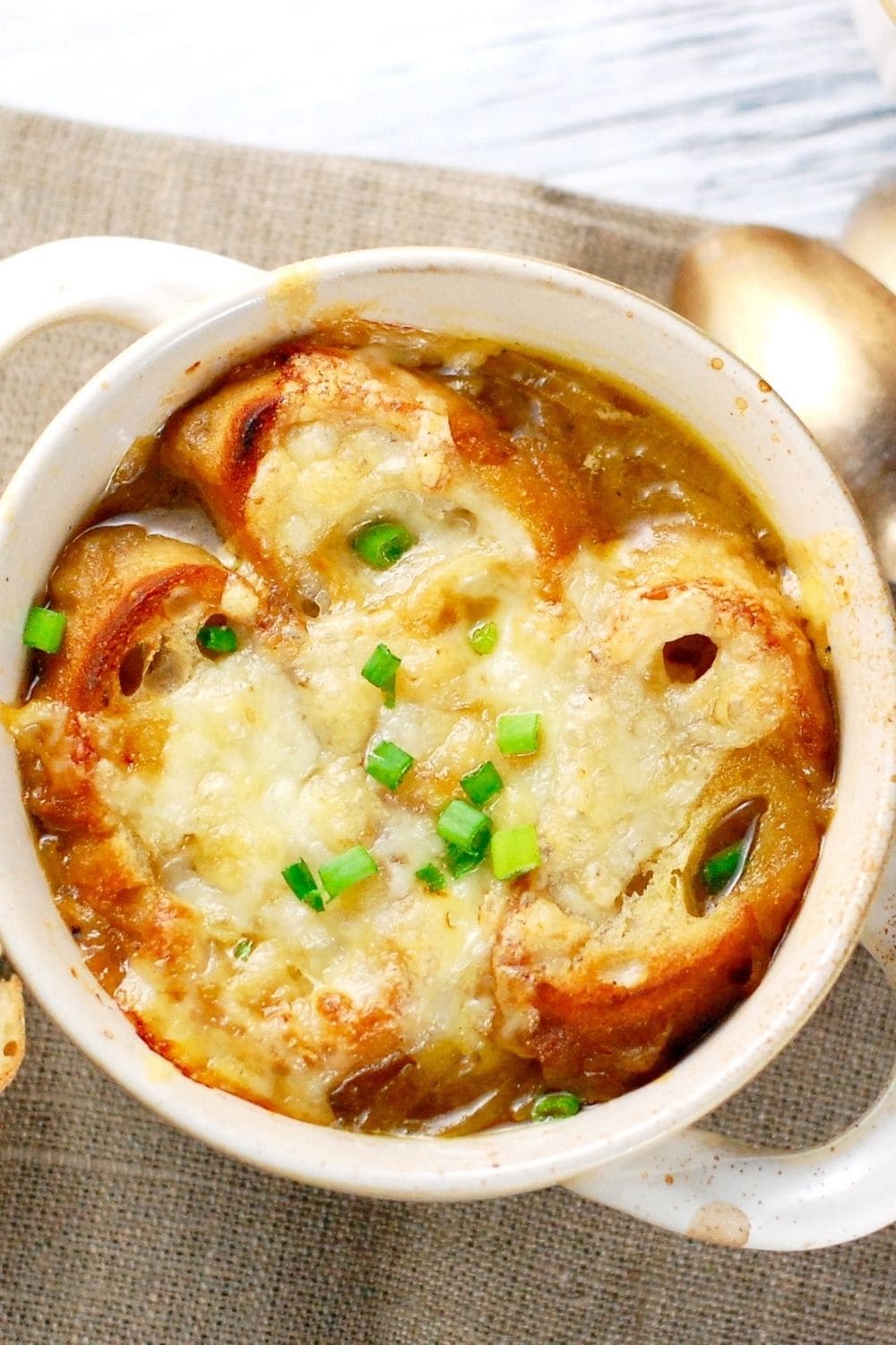 Bowl of homemade Julia Child’s French Onion Soup