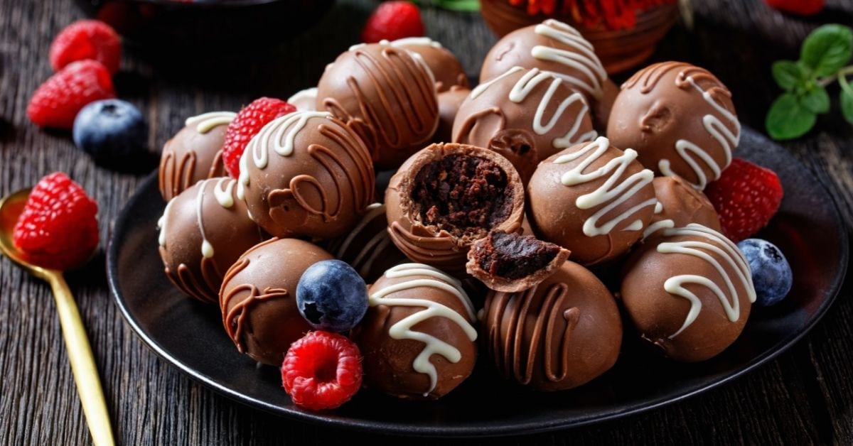 Homemade Chocolate Truffles with Fresh Berries