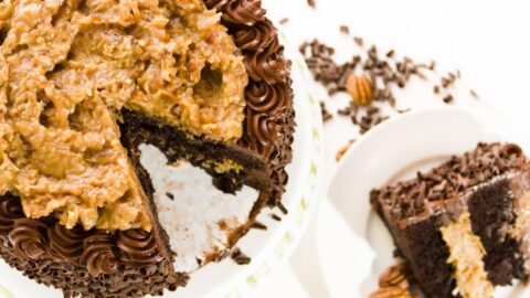 Homemade German Chocolate Caramel Cake