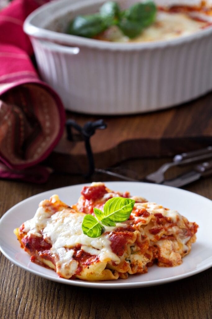 Homemade Lasagna with Cheese and Tomato Sauce
