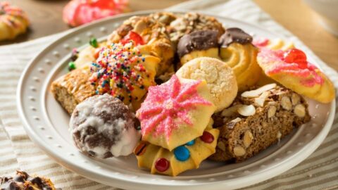 Homemade Sweet Assorted Italian Cookies in a Plate