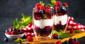 Mixed Berry Parfait in Glasses