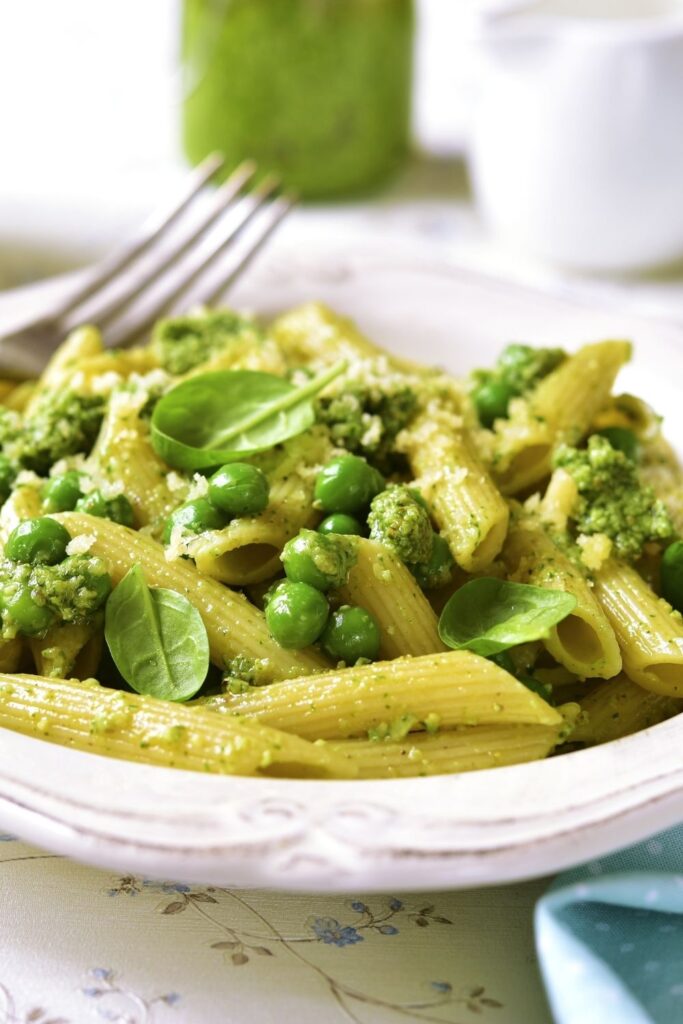 Pasta with Green Peas in a Plate