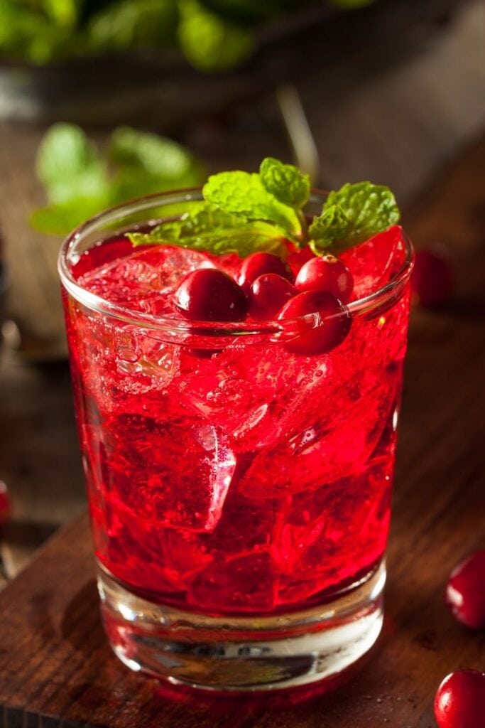 Refreshing Cranberry Cocktail in a Glass