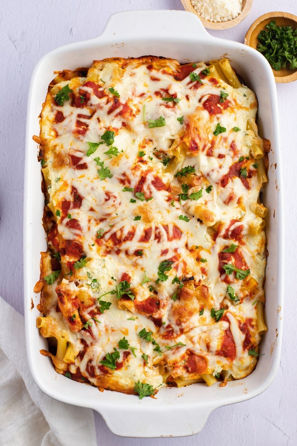 Scrumptious Meatless Baked Ziti in a Baking Dish