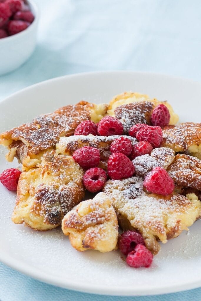 Traditional Austrian Pancake Dessert with Raspberries
