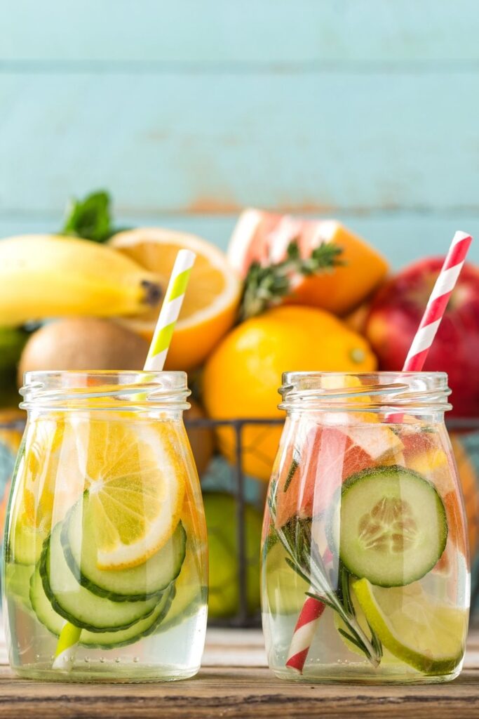 Variety of Fruits Infused Water in a Glass