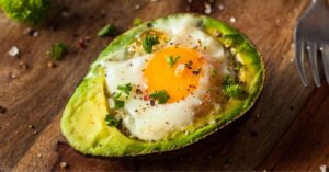Baked Egg in Avocado with Salt and Pepper