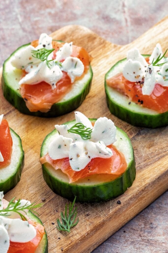 Baked Salmon and Cucumber with Cream Cheese