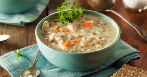 Bowl of Creamy Turkey and Wild Rice Soup