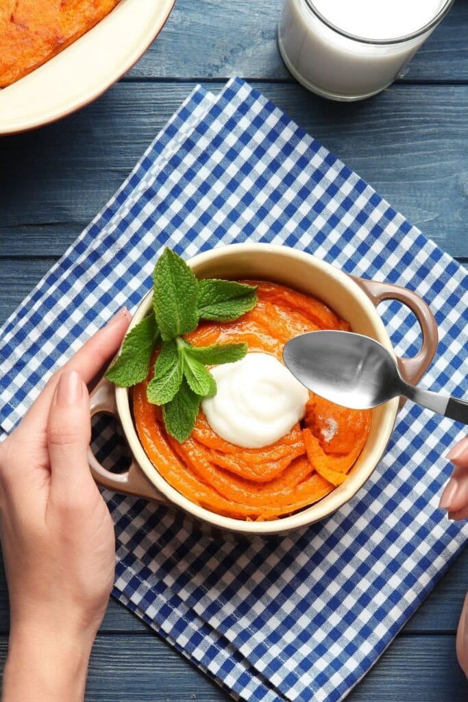 Carrot Souffle with Whipped Cream