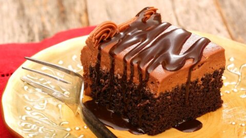 Chocolate Sheet Cake with Chocolate Syrup