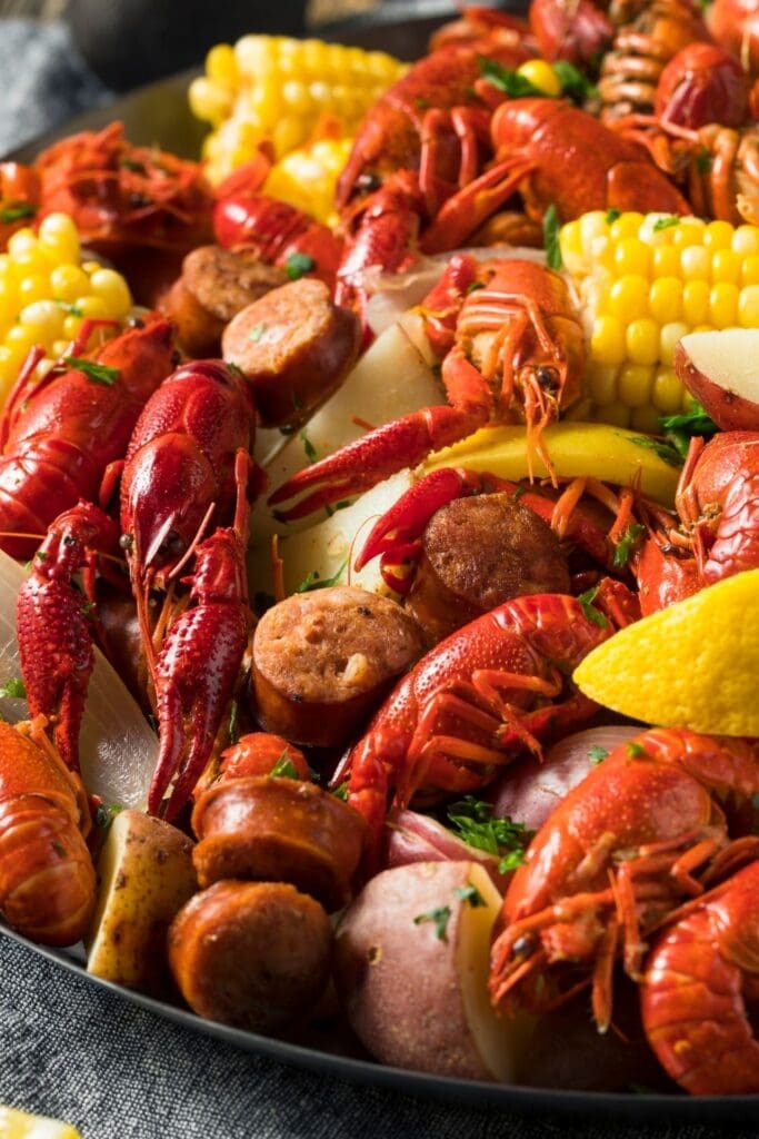 Crawfish Boil with Sausage and Corn