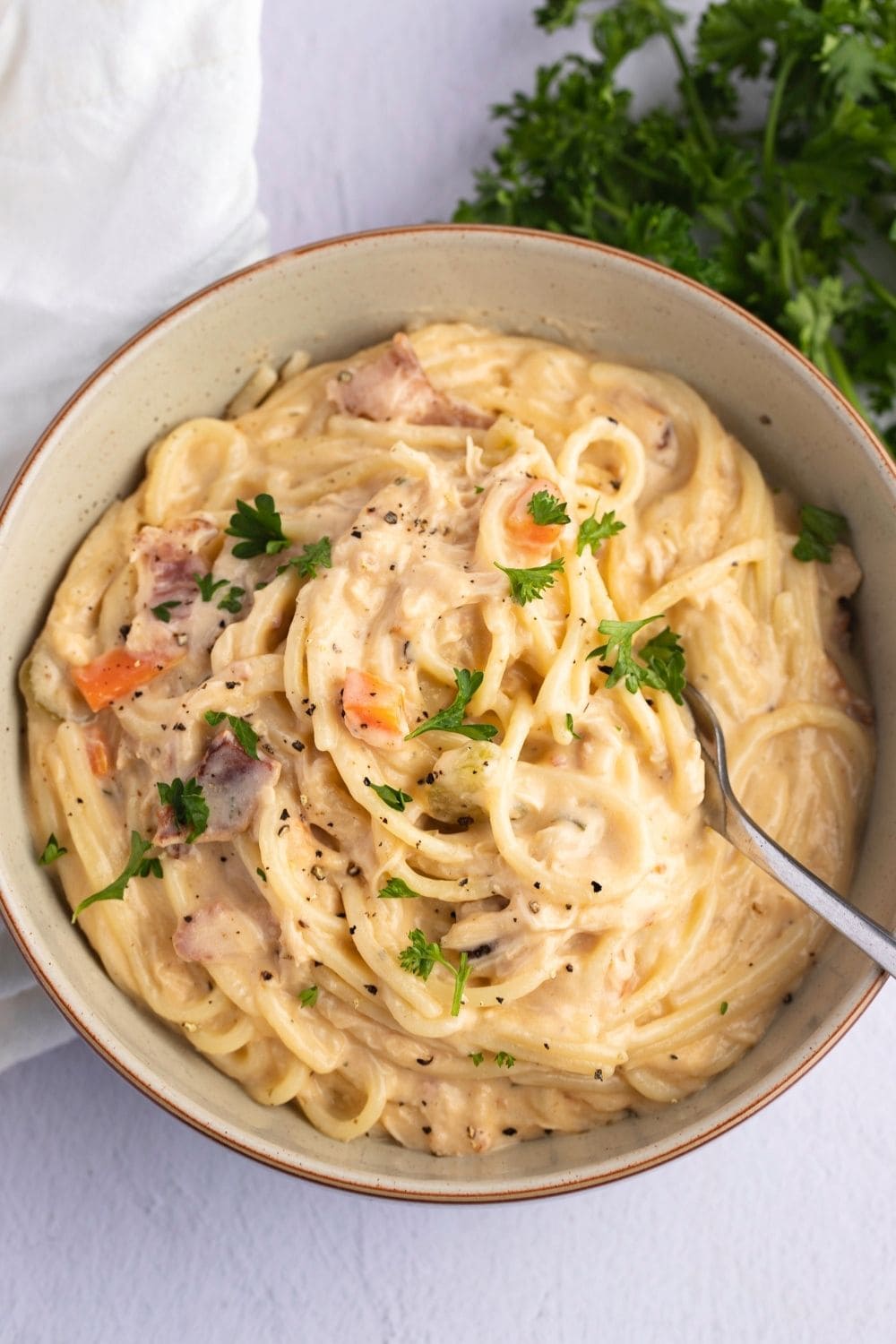 Creamy and Cheesy Crack Chicken Noodle Soup