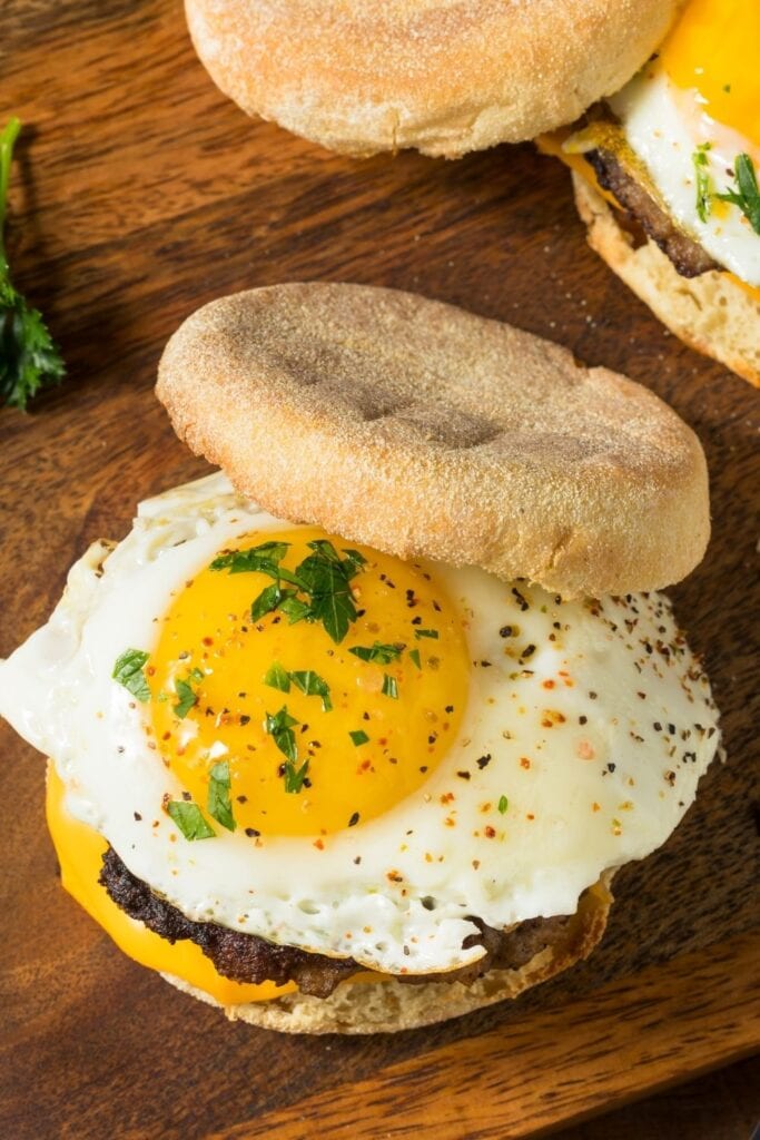 English Breakfast Muffins with Eggs and Sausage